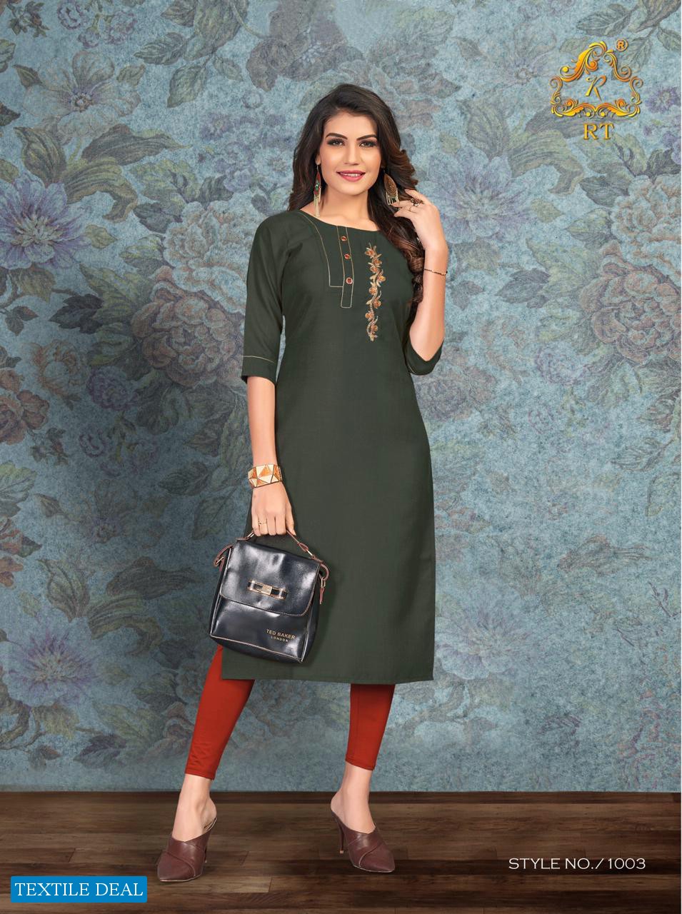 DREAM BY RIJIYA TRENDZ SLUB WITH HANDWORK KURTIS WHOLESALER