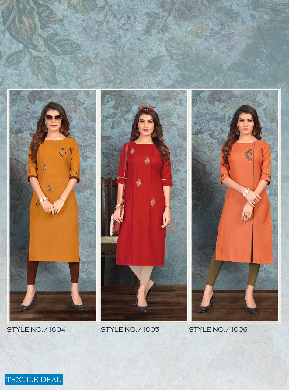 DREAM BY RIJIYA TRENDZ SLUB WITH HANDWORK KURTIS WHOLESALER