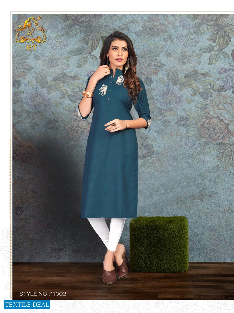 DREAM BY RIJIYA TRENDZ SLUB WITH HANDWORK KURTIS WHOLESALER