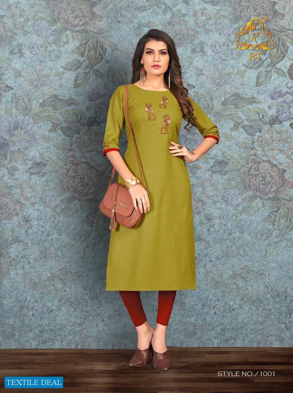 DREAM BY RIJIYA TRENDZ SLUB WITH HANDWORK KURTIS WHOLESALER