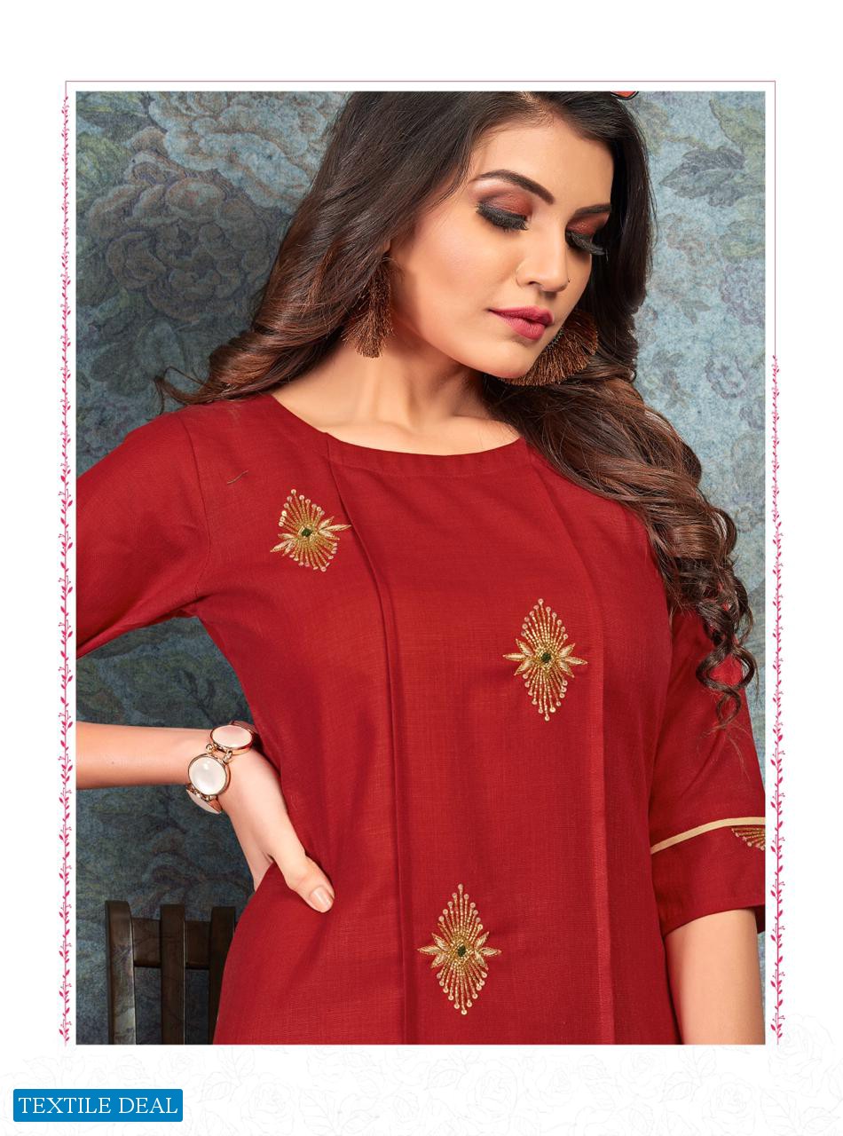 DREAM BY RIJIYA TRENDZ SLUB WITH HANDWORK KURTIS WHOLESALER