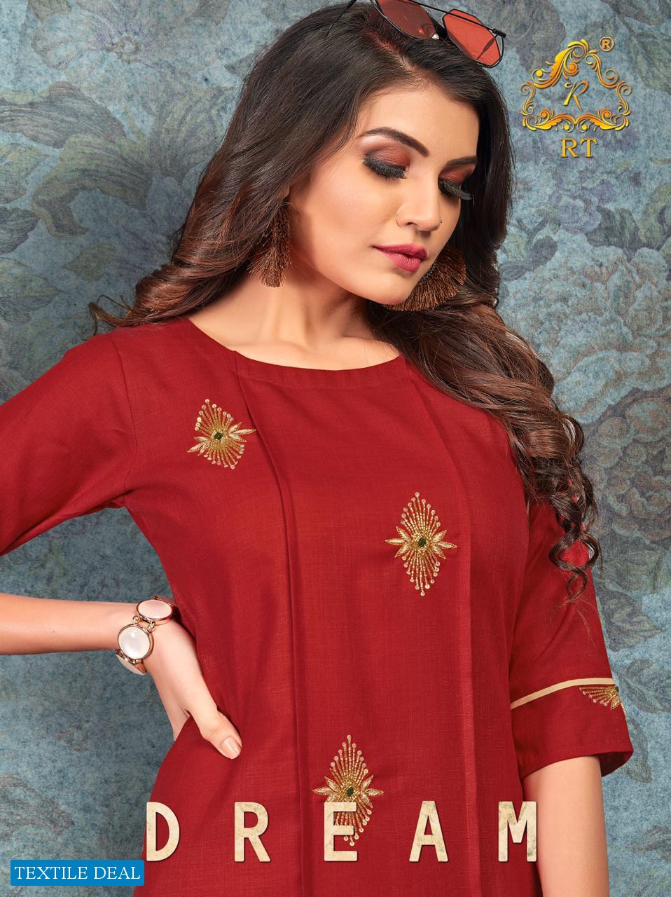 DREAM BY RIJIYA TRENDZ SLUB WITH HANDWORK KURTIS WHOLESALER