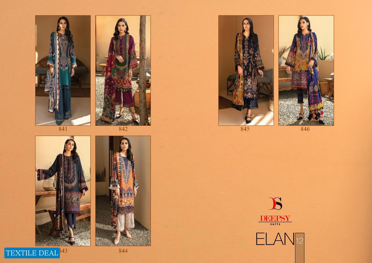Deepsy Elan Vol-12 Wholesale Shopping Silk Digital Pakistani Salwar Kameez