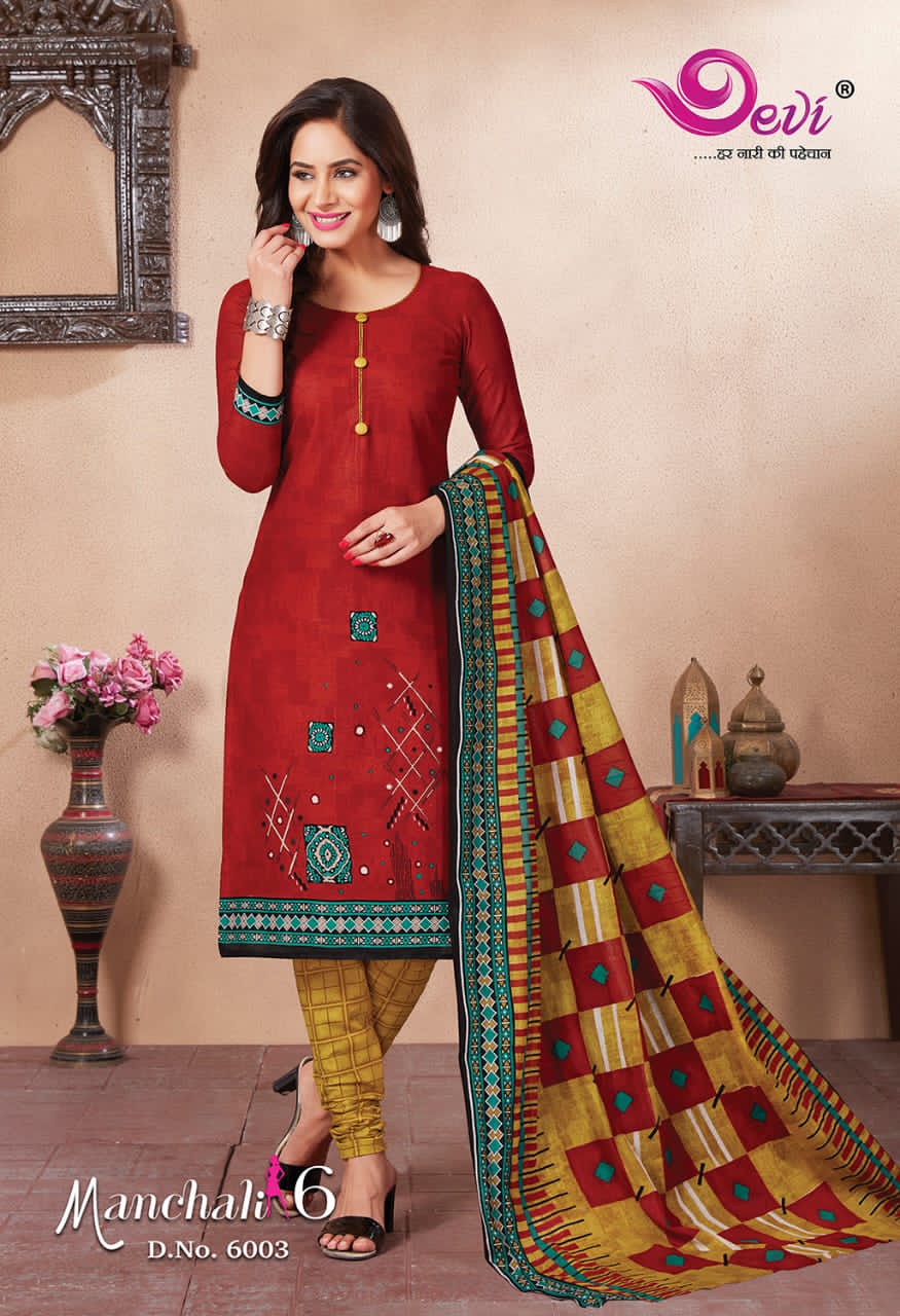 Devi Manchali Vol-6 Online Shopping printed Dress Material