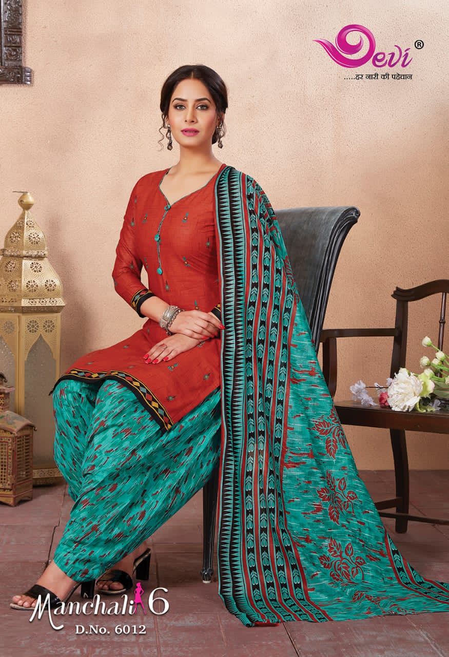 Devi Manchali Vol-6 Online Shopping printed Dress Material