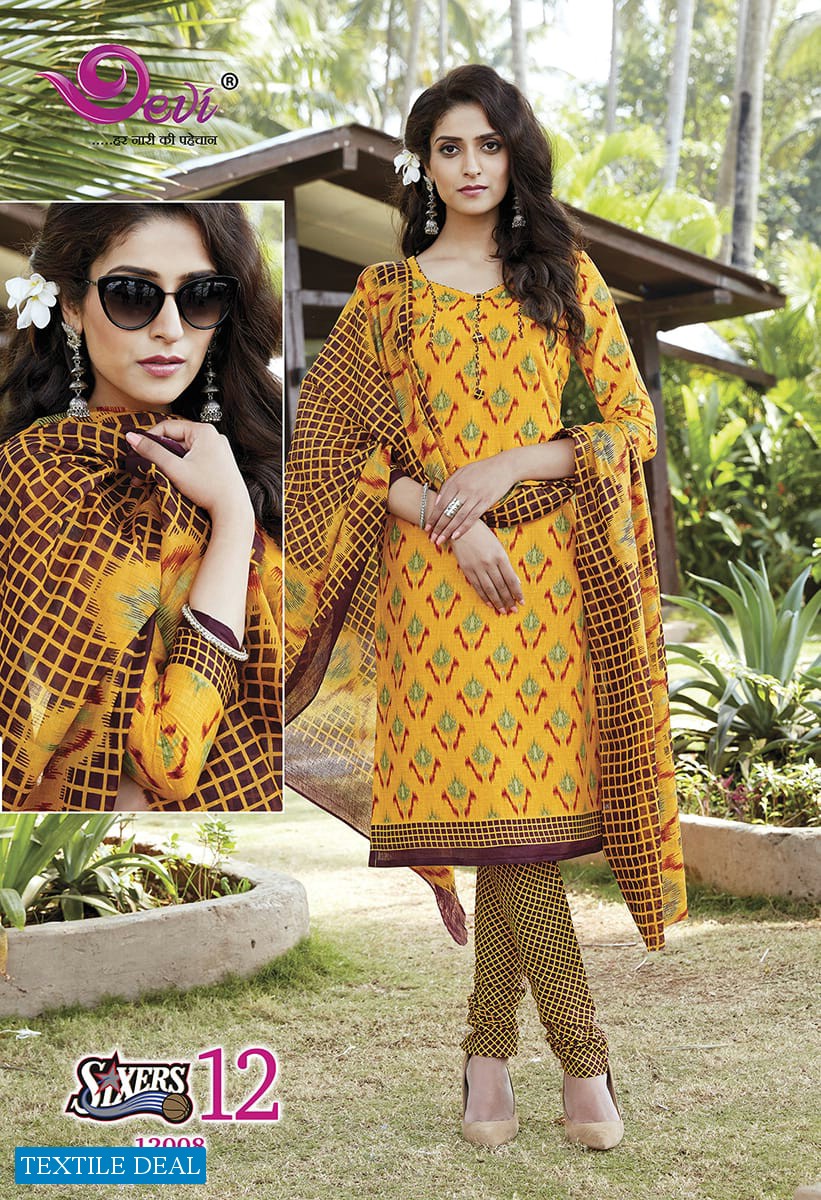 Devi Sixer Vol-12 Wholesale Cotton Formal Dress Material