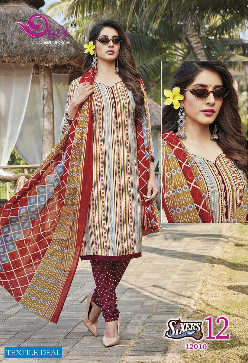 Devi Sixer Vol-12 Wholesale Cotton Formal Dress Material