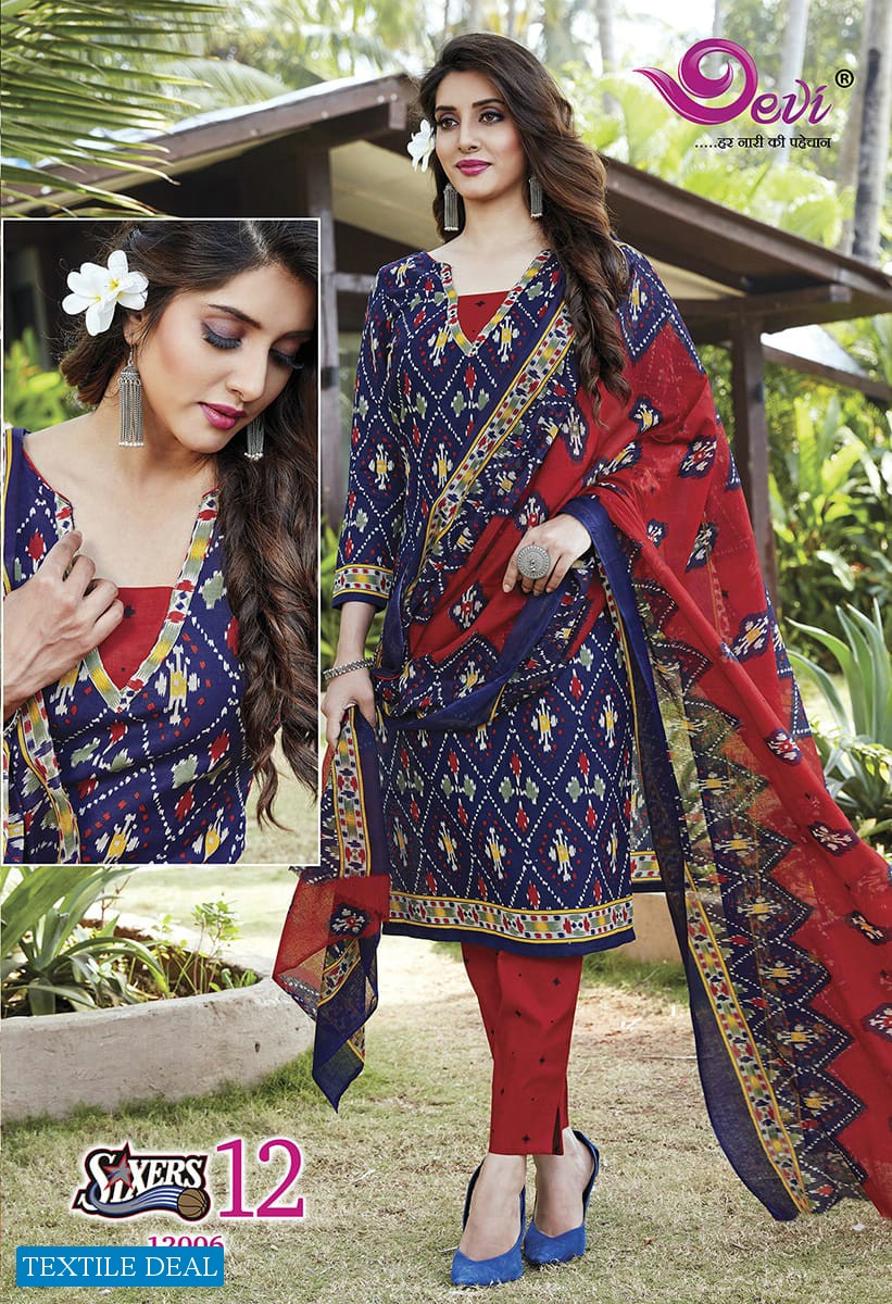 Devi Sixer Vol-12 Wholesale Cotton Formal Dress Material