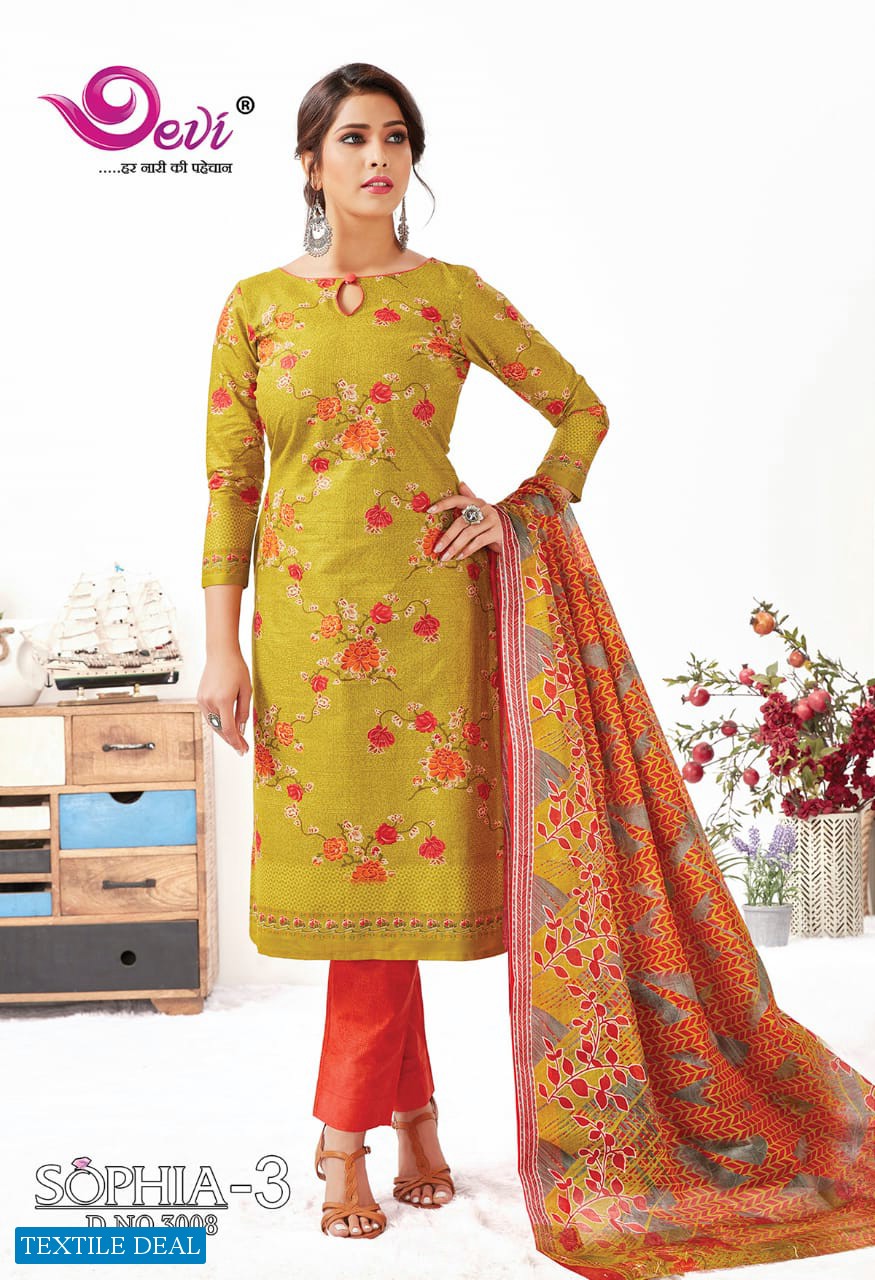 Devi Sophia Vol-3 Wholesale printed Dress Material