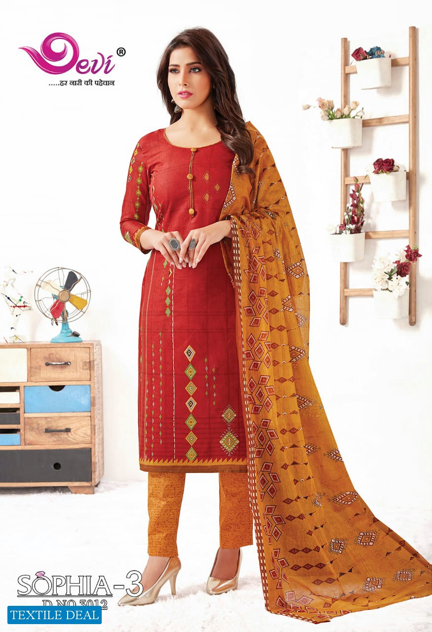 Devi Sophia Vol-3 Wholesale printed Dress Material