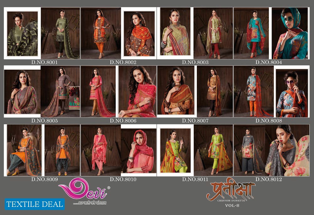 Devi pratiksha Vol-8 Online Shopping Formal printed Dress Material