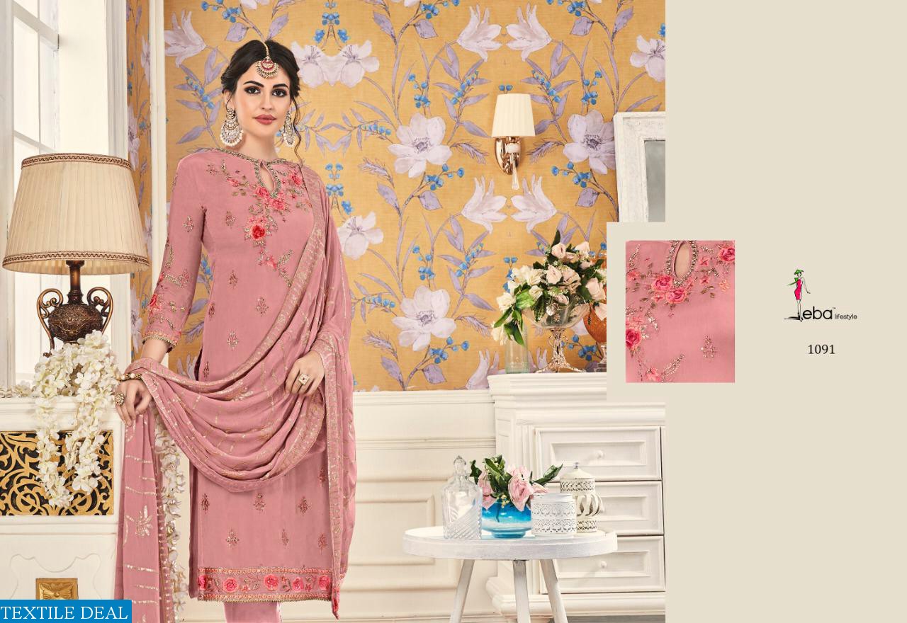 EBA LIFESTYLE MOUNT BLACK VOL 1 GEORGETTE WITH HEAVY WORK SUIT WHOLESALER