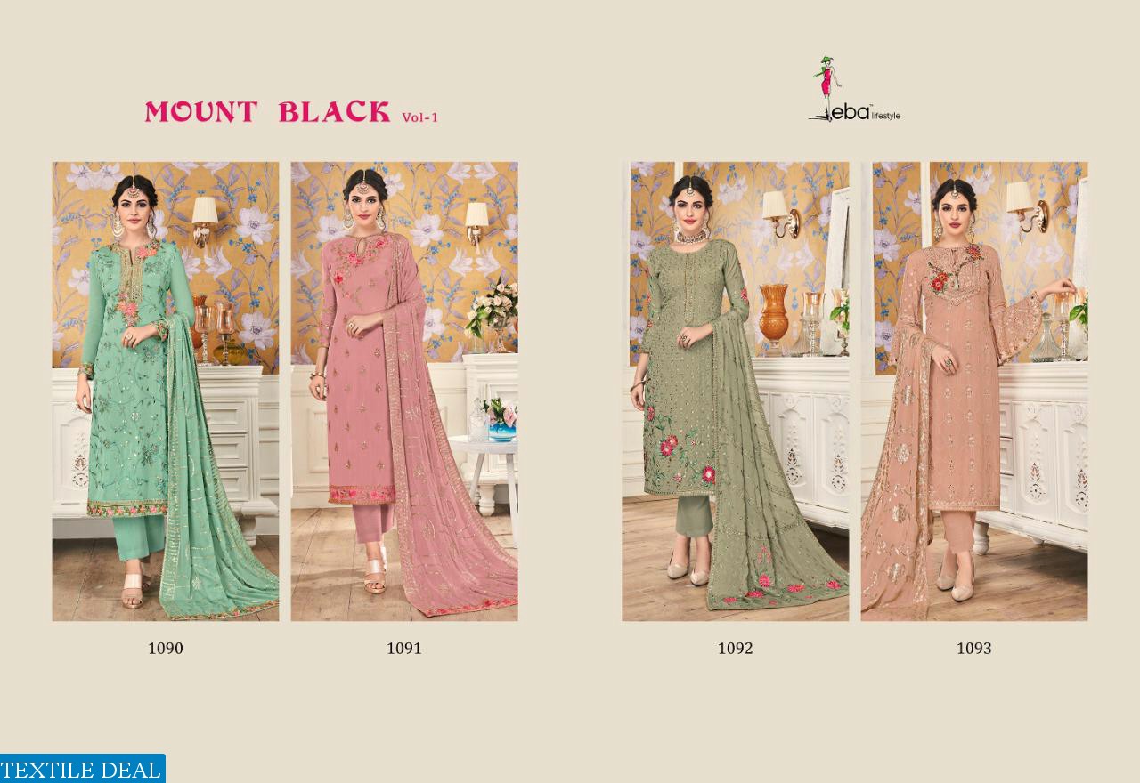 EBA LIFESTYLE MOUNT BLACK VOL 1 GEORGETTE WITH HEAVY WORK SUIT WHOLESALER