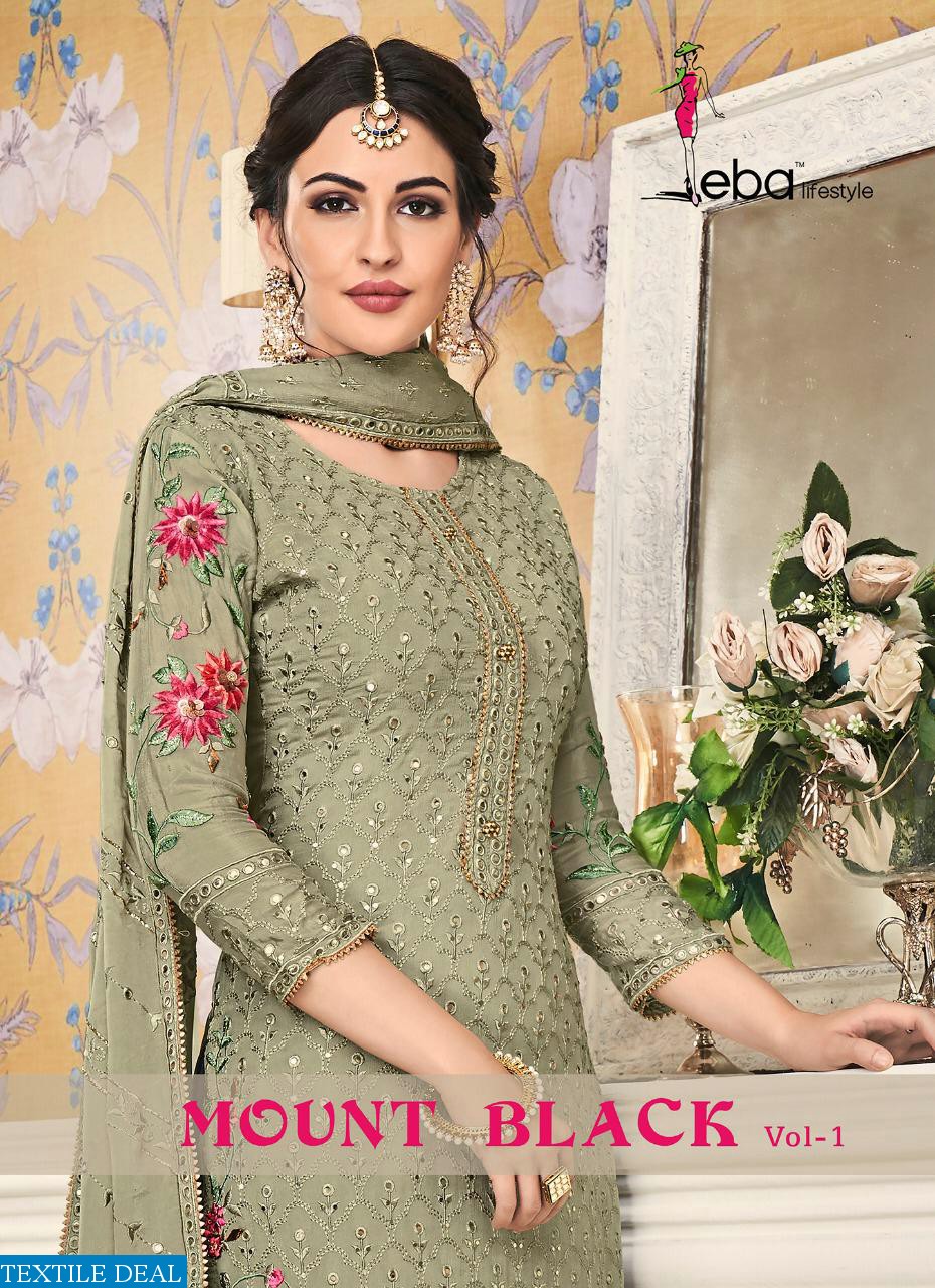 EBA LIFESTYLE MOUNT BLACK VOL 1 GEORGETTE WITH HEAVY WORK SUIT WHOLESALER