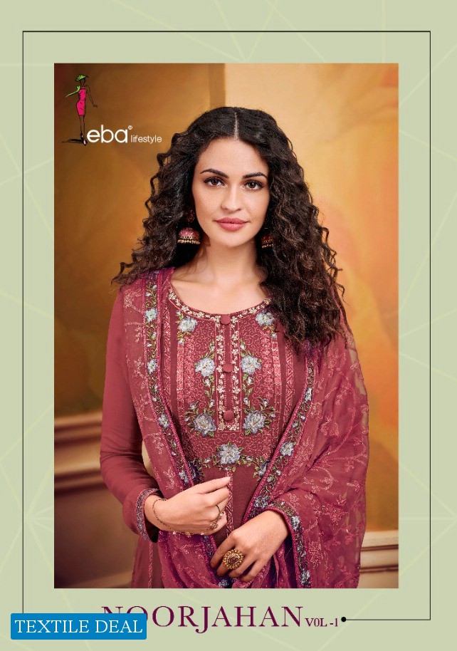 EBA LIFESTYLE NOORJAHAN VOL 1 GEORGETTE HEAVY EMBROIDERY STUNNING LOOK SUIT