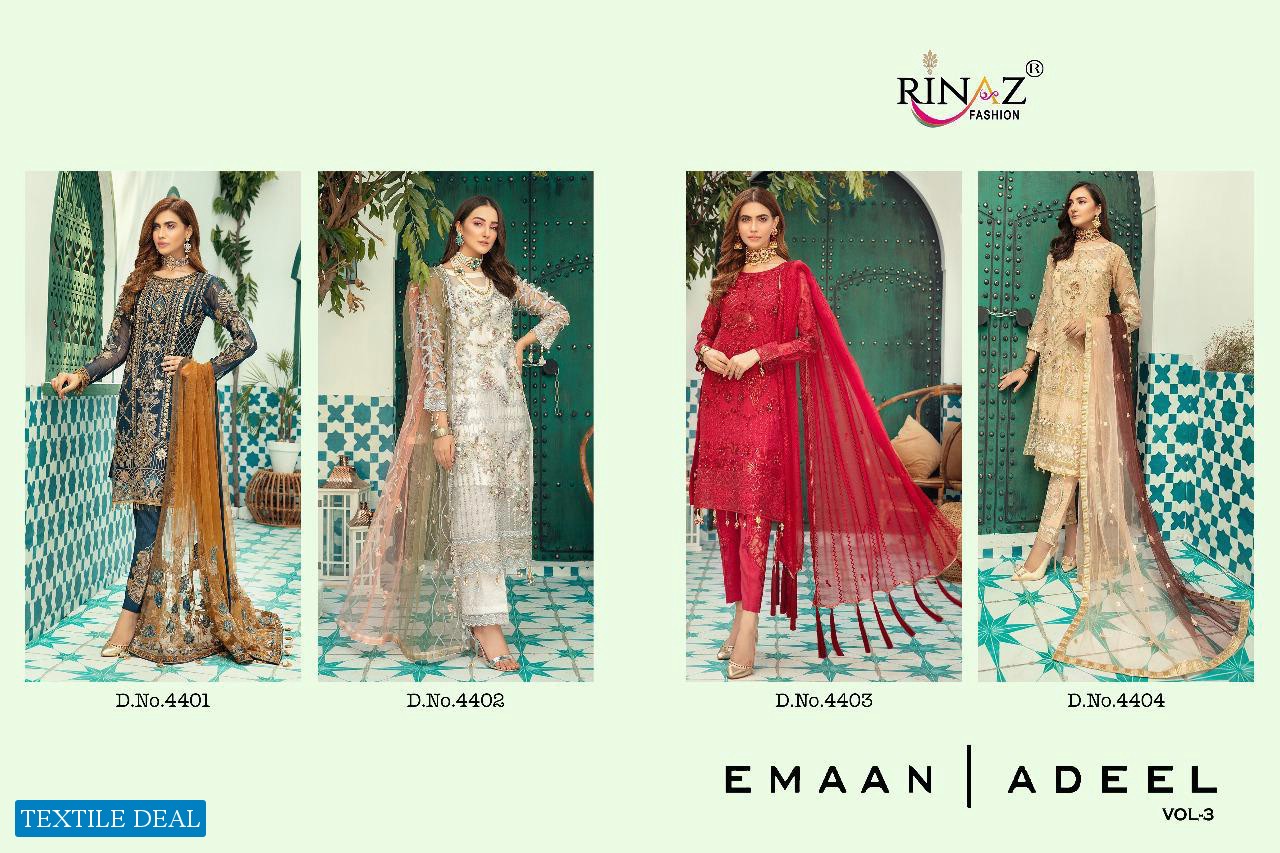 EMAAN ADEEL VOL 3 BY RINAZ FASHION GEORGETTE PAKISTANI DRESS MATERIALS
