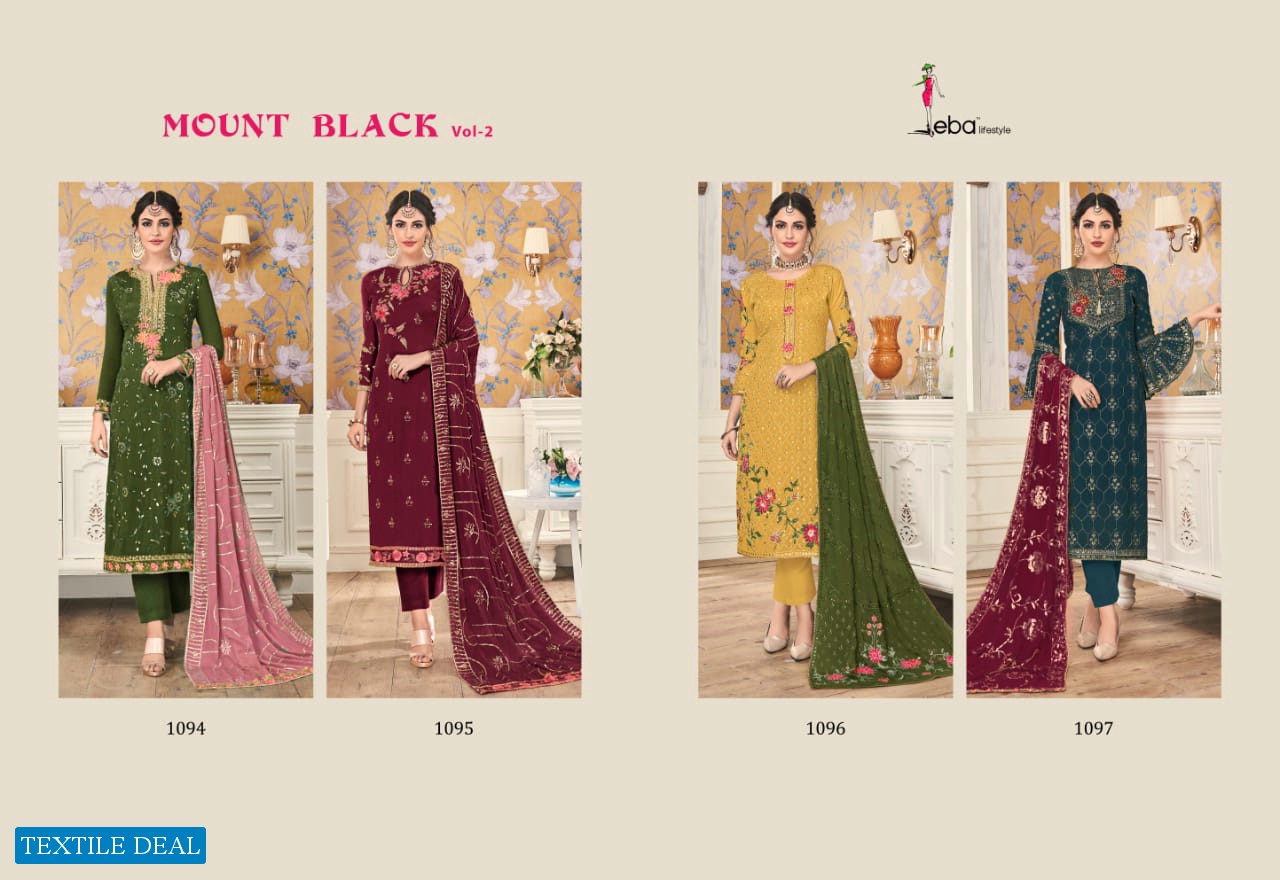 Eba Mount Black Vol-2 Wholesale Shopping heavy Work Salwar Suits