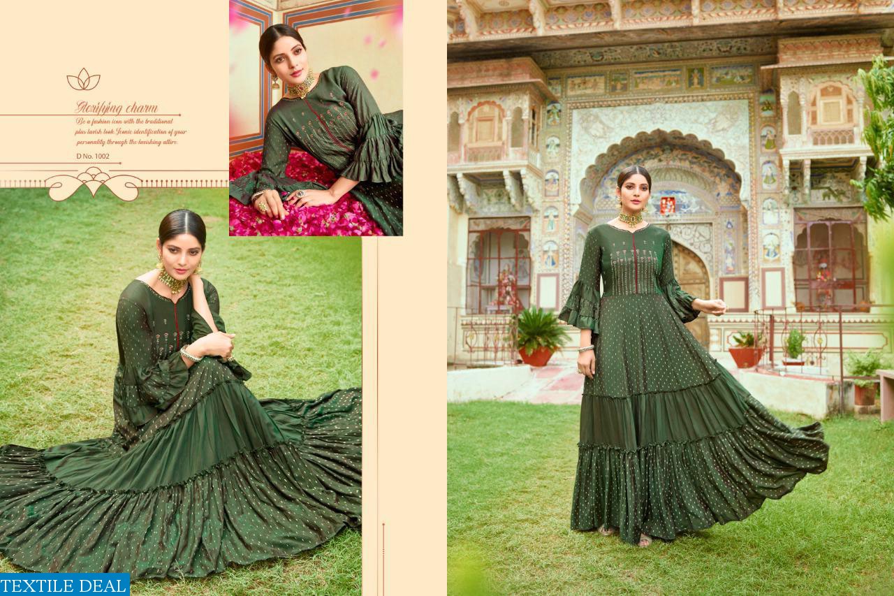 Evermore Silver Nexa Wholesale Gold Foil Print Gowns