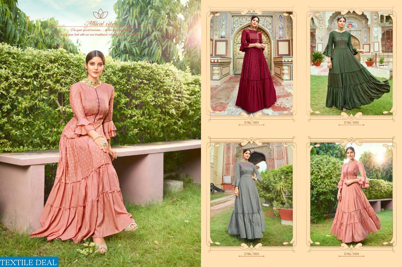 Evermore Silver Nexa Wholesale Gold Foil Print Gowns