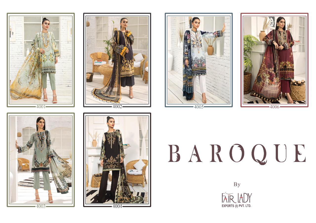 FAIRLADY BAROQUE HIT DESIGN JAM SATIN PRINT WITH EMBROIDERY PAKISTANI SUIT