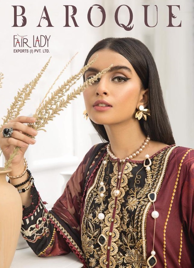 FAIRLADY BAROQUE HIT DESIGN JAM SATIN PRINT WITH EMBROIDERY PAKISTANI SUIT