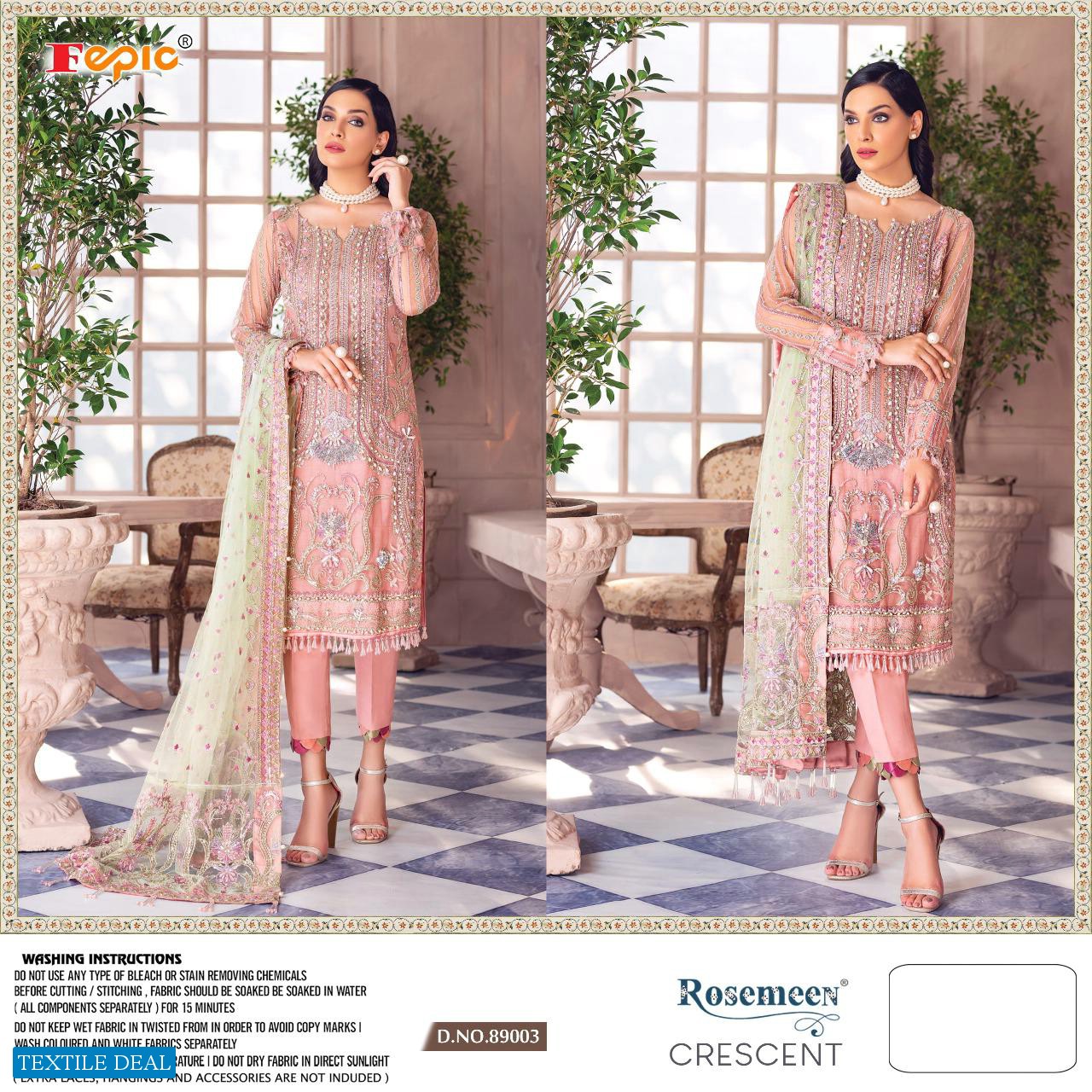 FEPIC CRESENT GEORGETTE NET HANDWORK PAKISTANI DRESS MATERIALS WHOLESALER