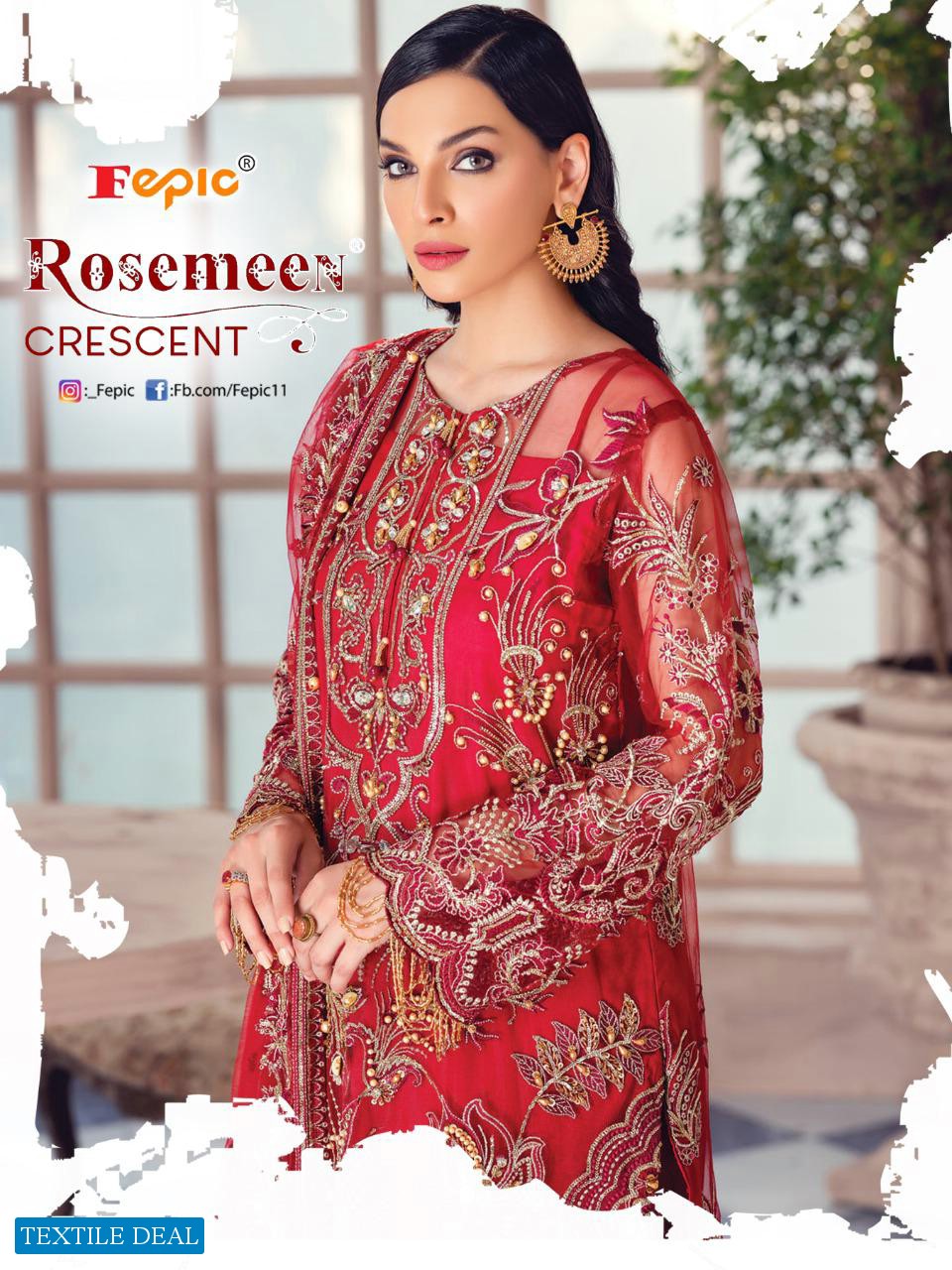 FEPIC CRESENT GEORGETTE NET HANDWORK PAKISTANI DRESS MATERIALS WHOLESALER