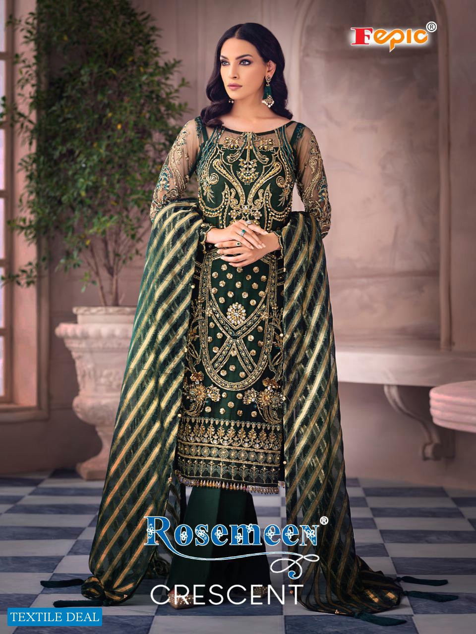 FEPIC CRESENT GEORGETTE NET HANDWORK PAKISTANI DRESS MATERIALS WHOLESALER
