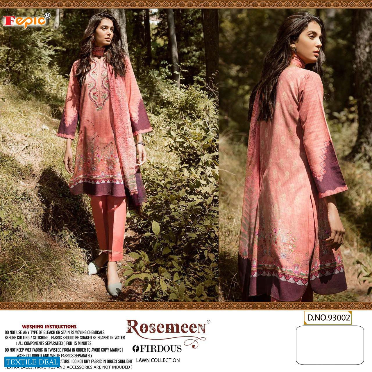 FEPIC FIRDOUS LAWN BY ROSEMEEN CAMBRIC COTTON PAKISTANI SUMMER SUITS