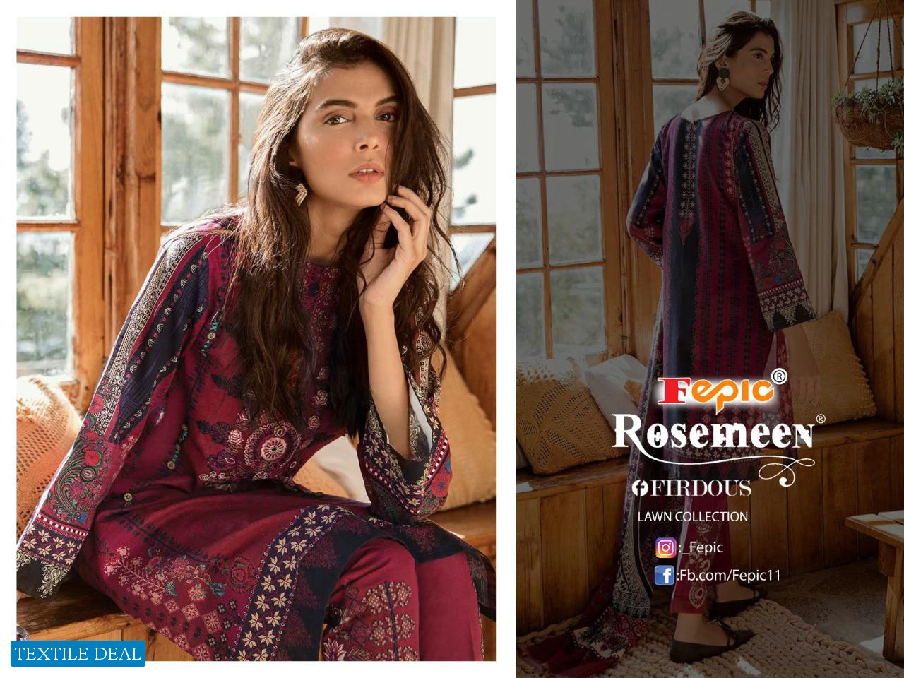 FEPIC FIRDOUS LAWN BY ROSEMEEN CAMBRIC COTTON PAKISTANI SUMMER SUITS