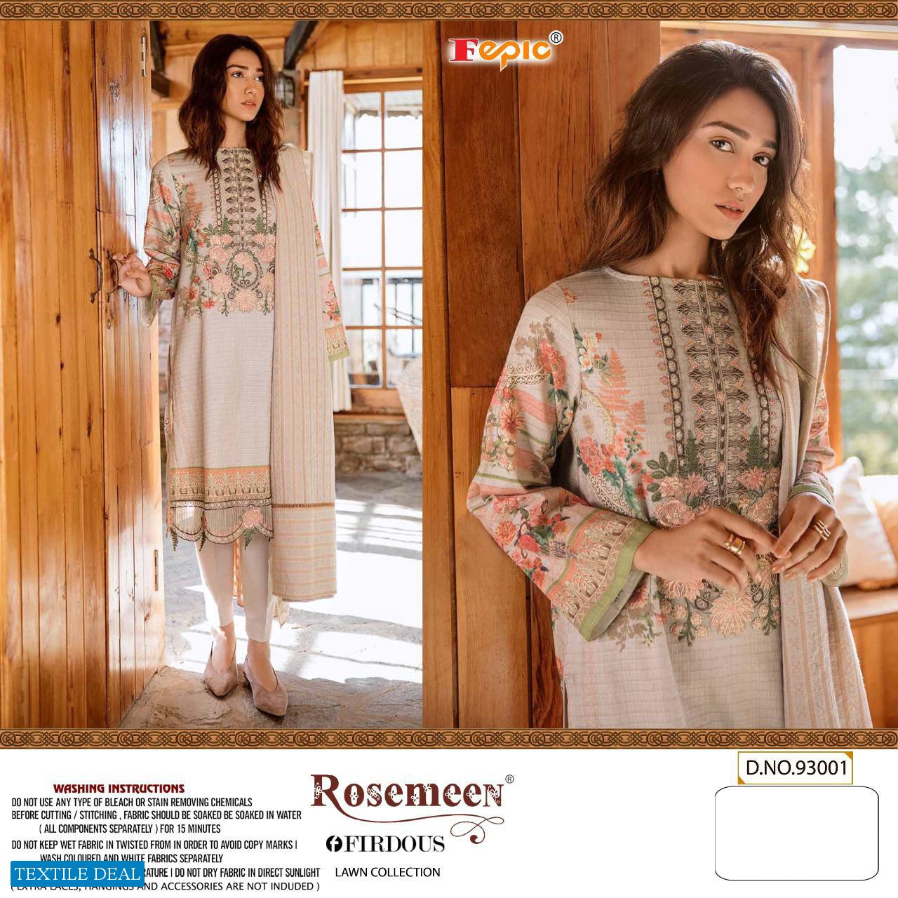 FEPIC FIRDOUS LAWN BY ROSEMEEN CAMBRIC COTTON PAKISTANI SUMMER SUITS