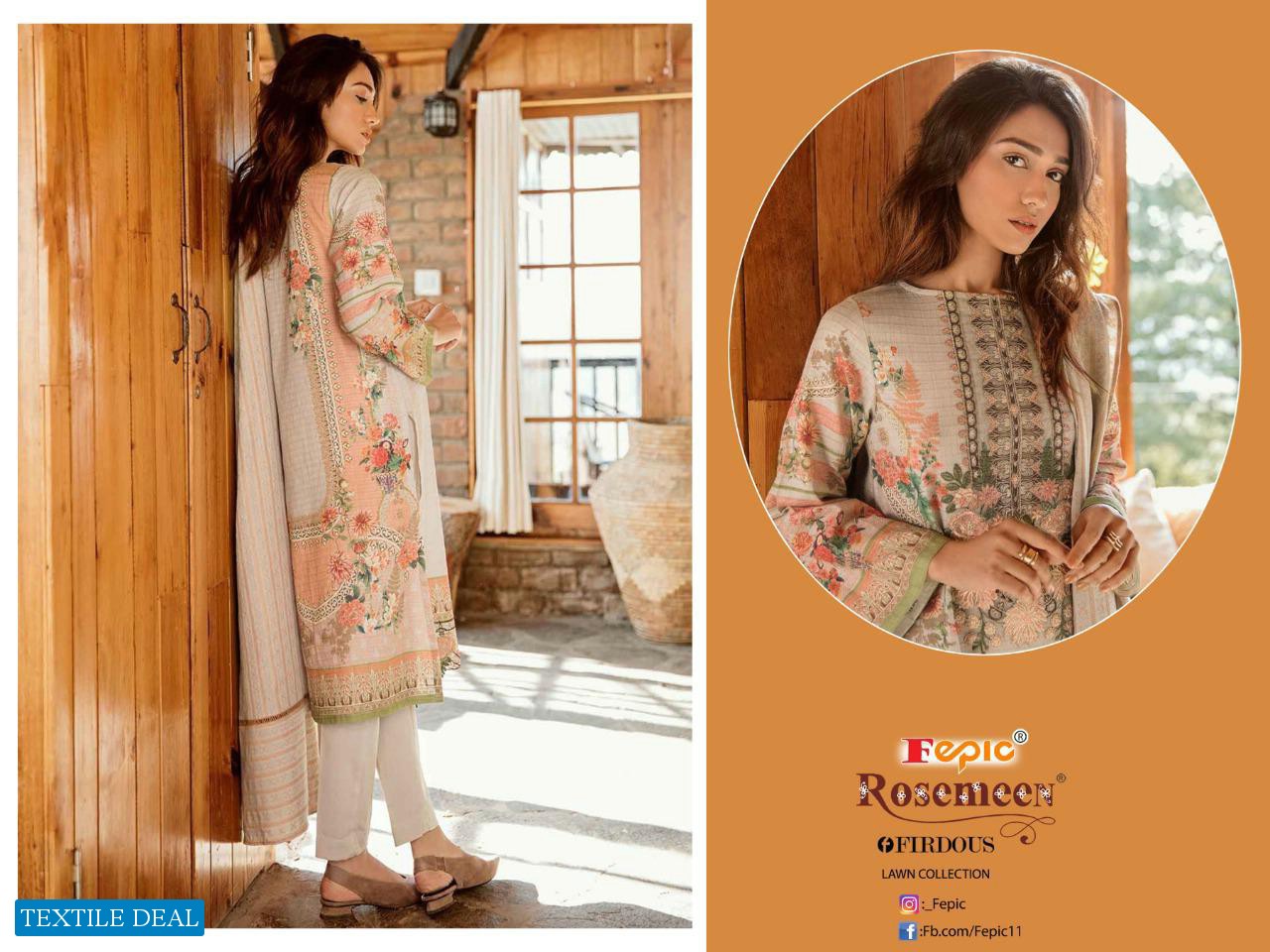 FEPIC FIRDOUS LAWN BY ROSEMEEN CAMBRIC COTTON PAKISTANI SUMMER SUITS