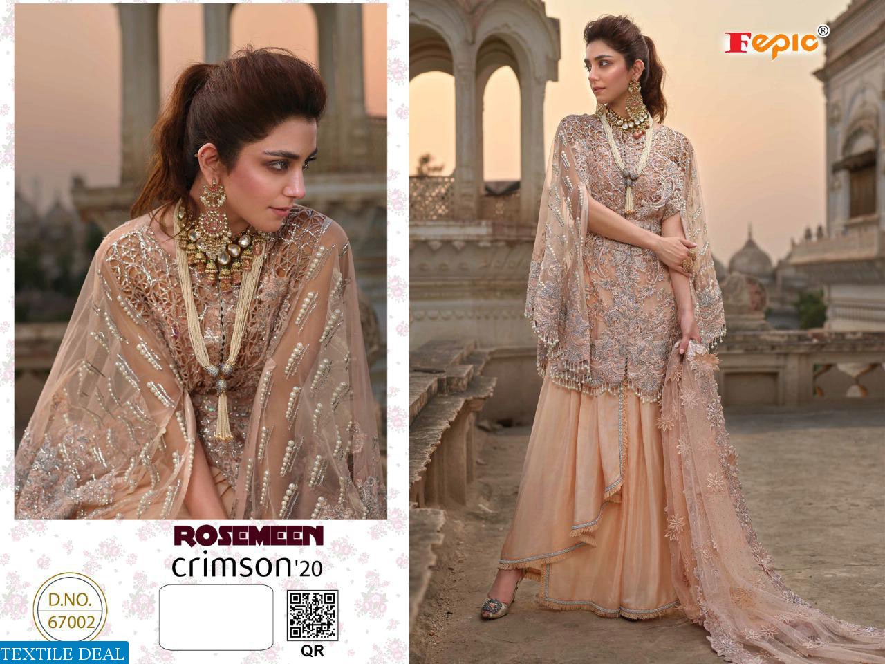 FEPIC ROSEMEEN CRIMSON 20 GEORGETTE NET PAKISTANI SALWAR KAMEEZ WHOLESALER