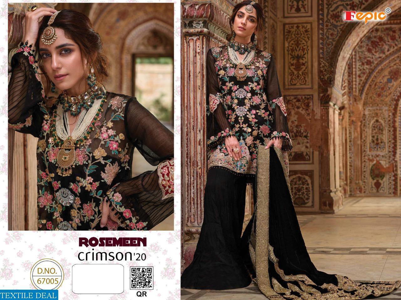 FEPIC ROSEMEEN CRIMSON 20 GEORGETTE NET PAKISTANI SALWAR KAMEEZ WHOLESALER
