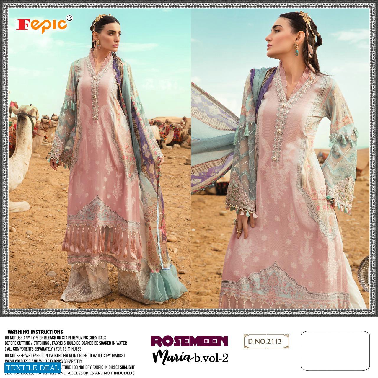 FEPIC ROSEMEEN MARIA B VOL 2 PAKISTANI COTTON LADIES SUITS WHOLESALER