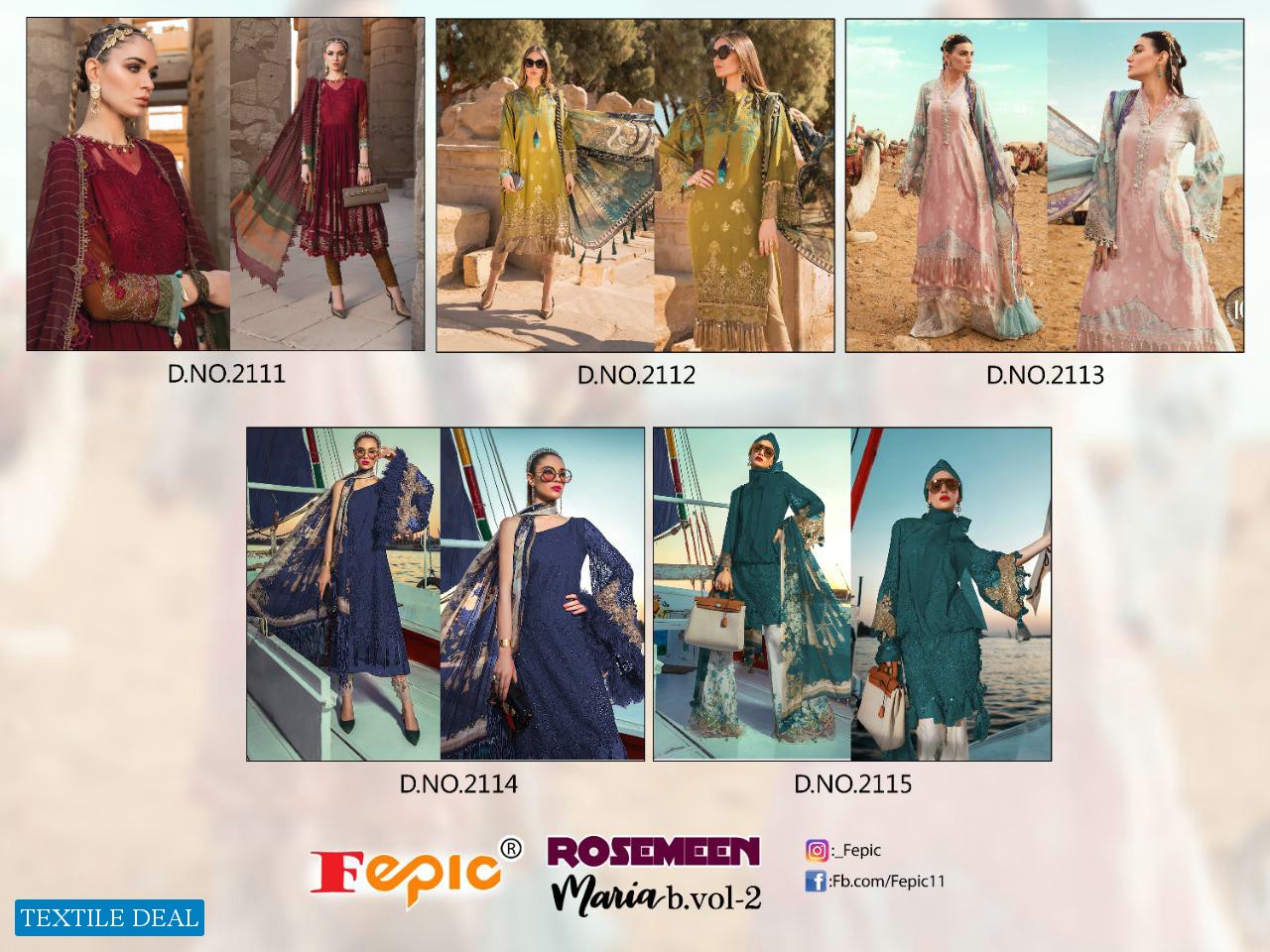 FEPIC ROSEMEEN MARIA B VOL 2 PAKISTANI COTTON LADIES SUITS WHOLESALER