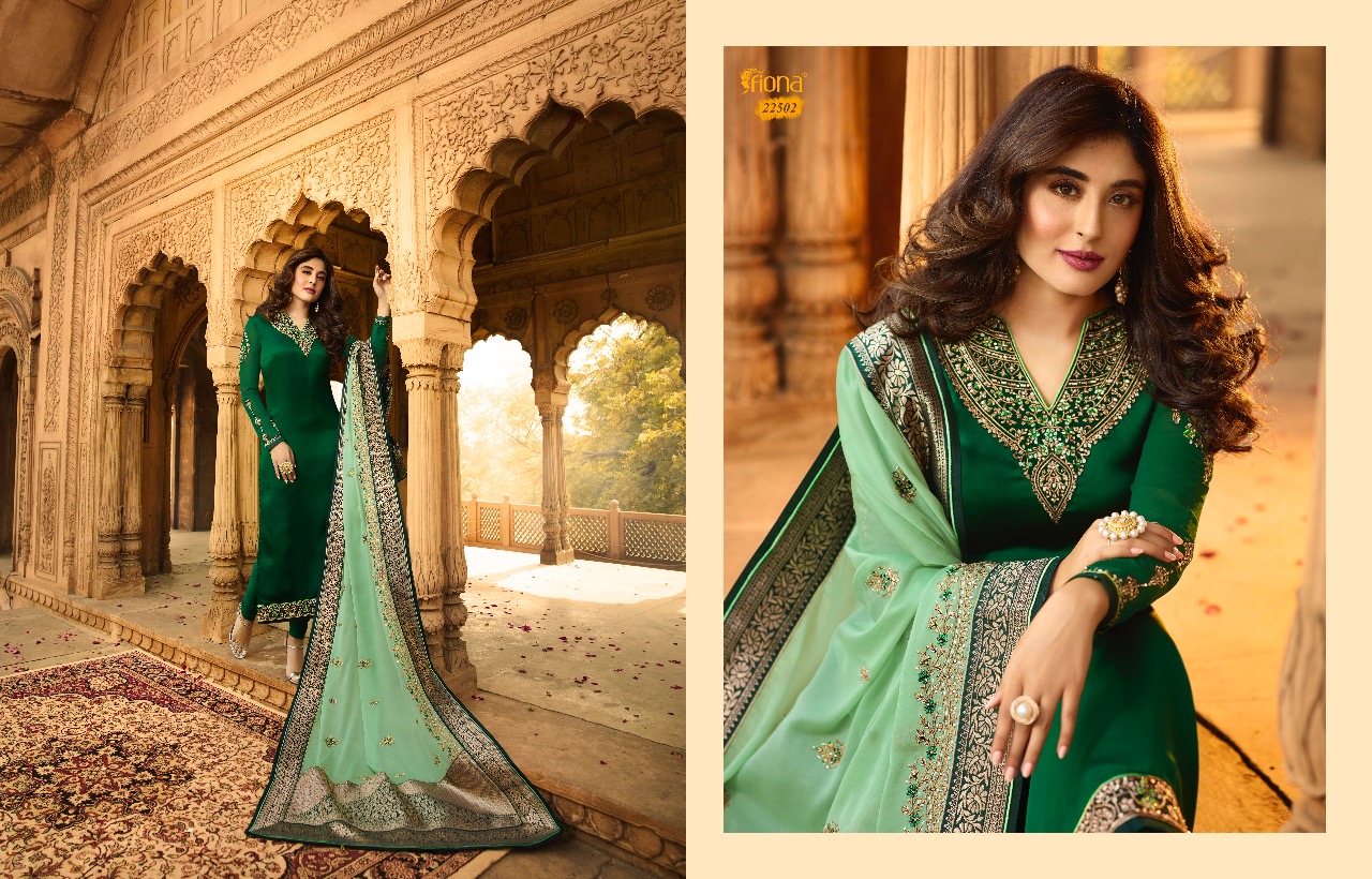 FIONA KRITIKA HEAVY DUPATTA VOL 9 SATIN GEORGETTE PARTY WEAR SUIT WHOLESALER