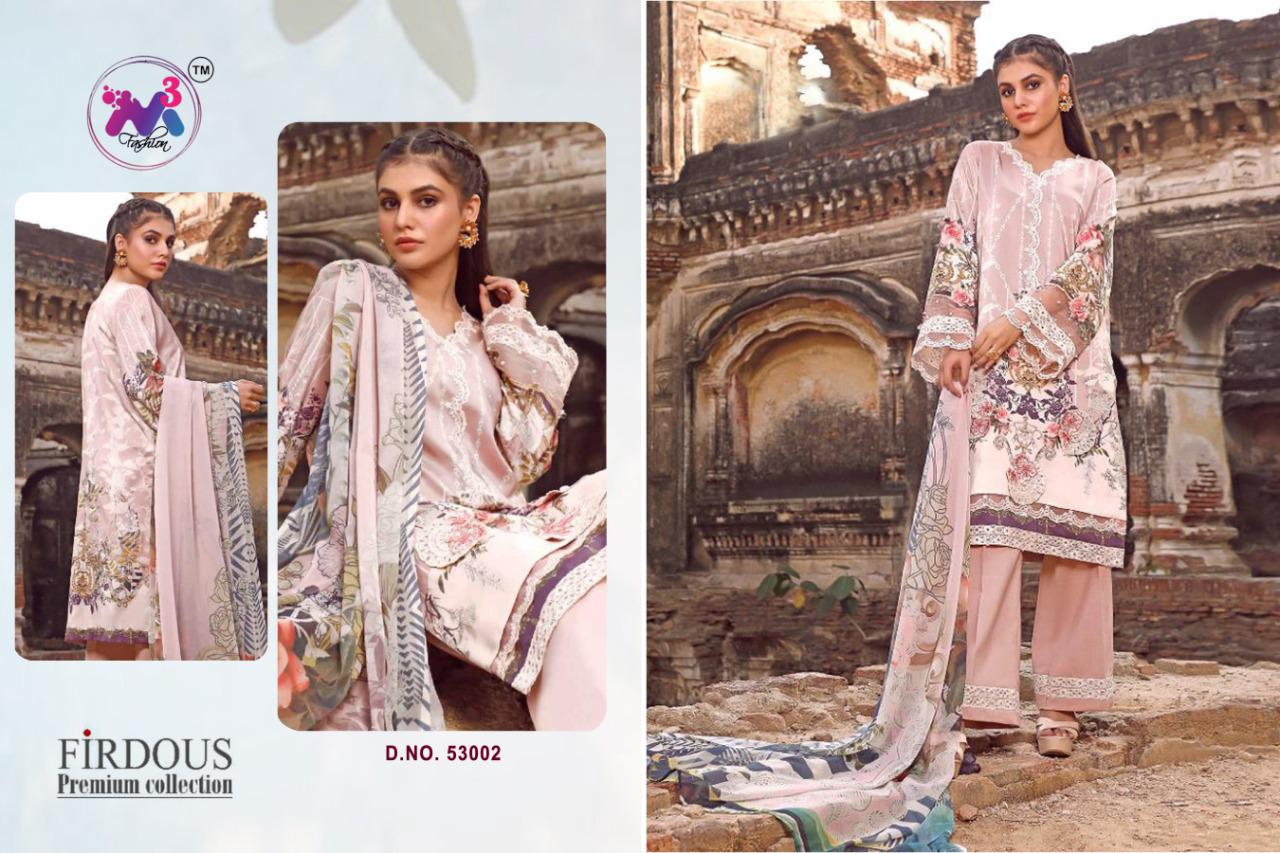 FIRDOUS BY M3 FASHION JAM COTTON PRINT WITH EMBROIDERY PAKISTANI DRESS MATERIALS
