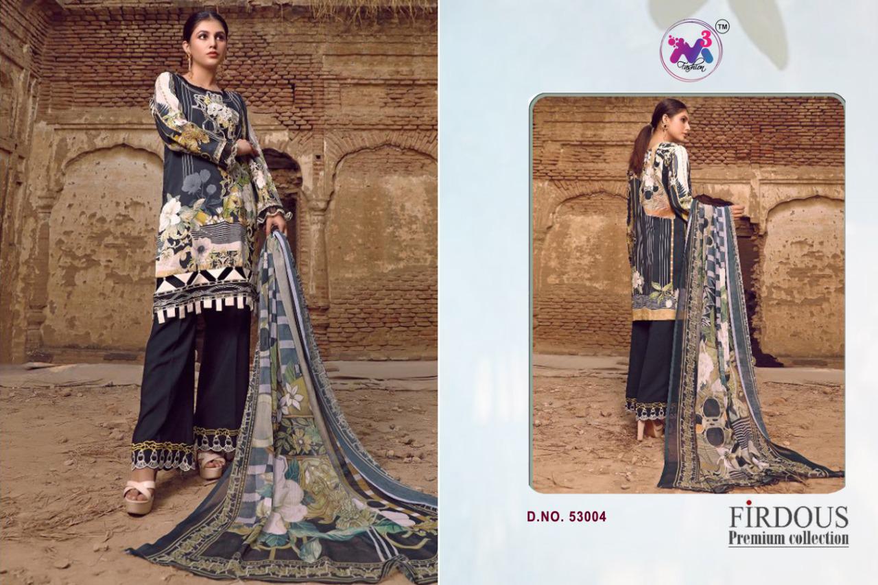 FIRDOUS BY M3 FASHION JAM COTTON PRINT WITH EMBROIDERY PAKISTANI DRESS MATERIALS