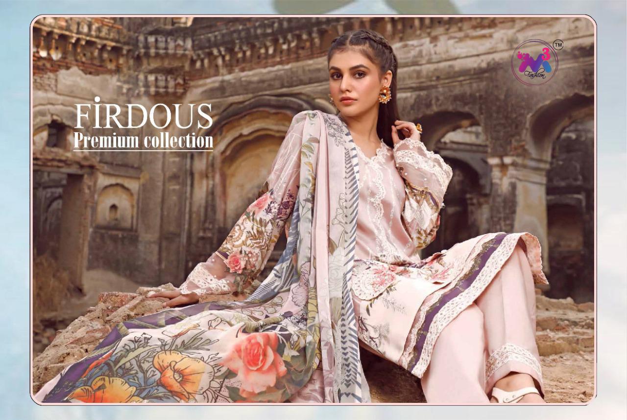 FIRDOUS BY M3 FASHION JAM COTTON PRINT WITH EMBROIDERY PAKISTANI DRESS MATERIALS