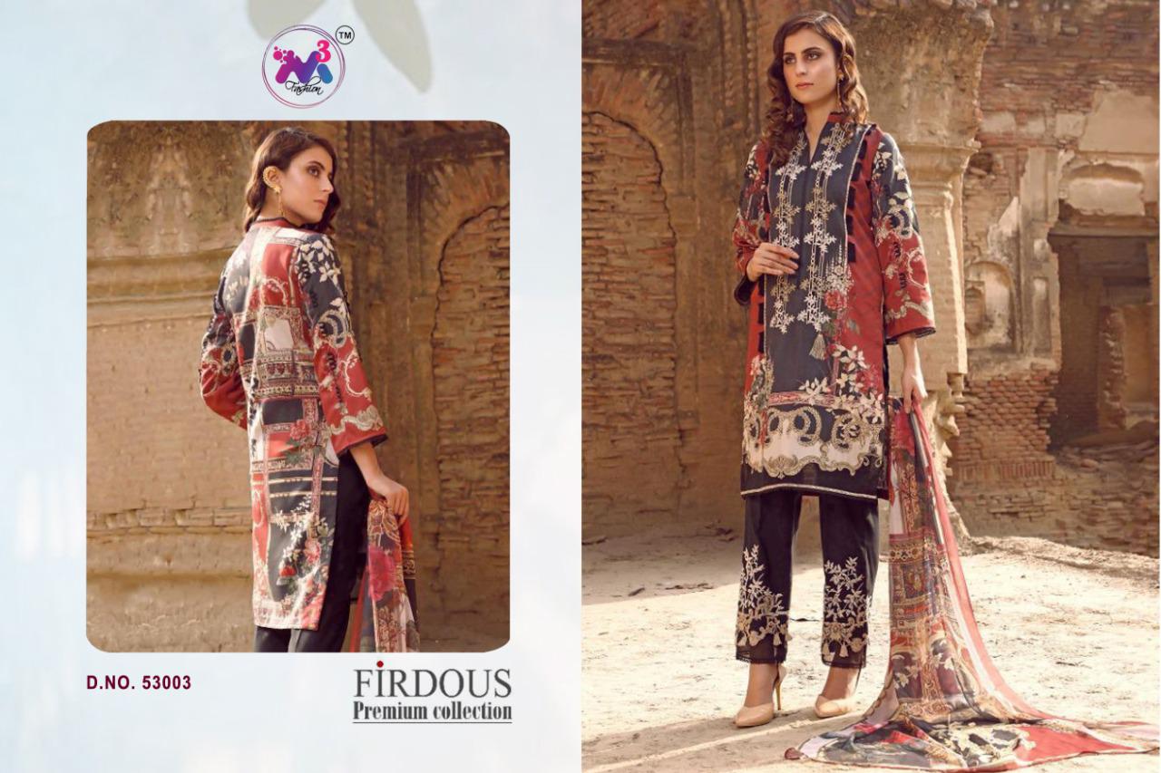 FIRDOUS BY M3 FASHION JAM COTTON PRINT WITH EMBROIDERY PAKISTANI DRESS MATERIALS