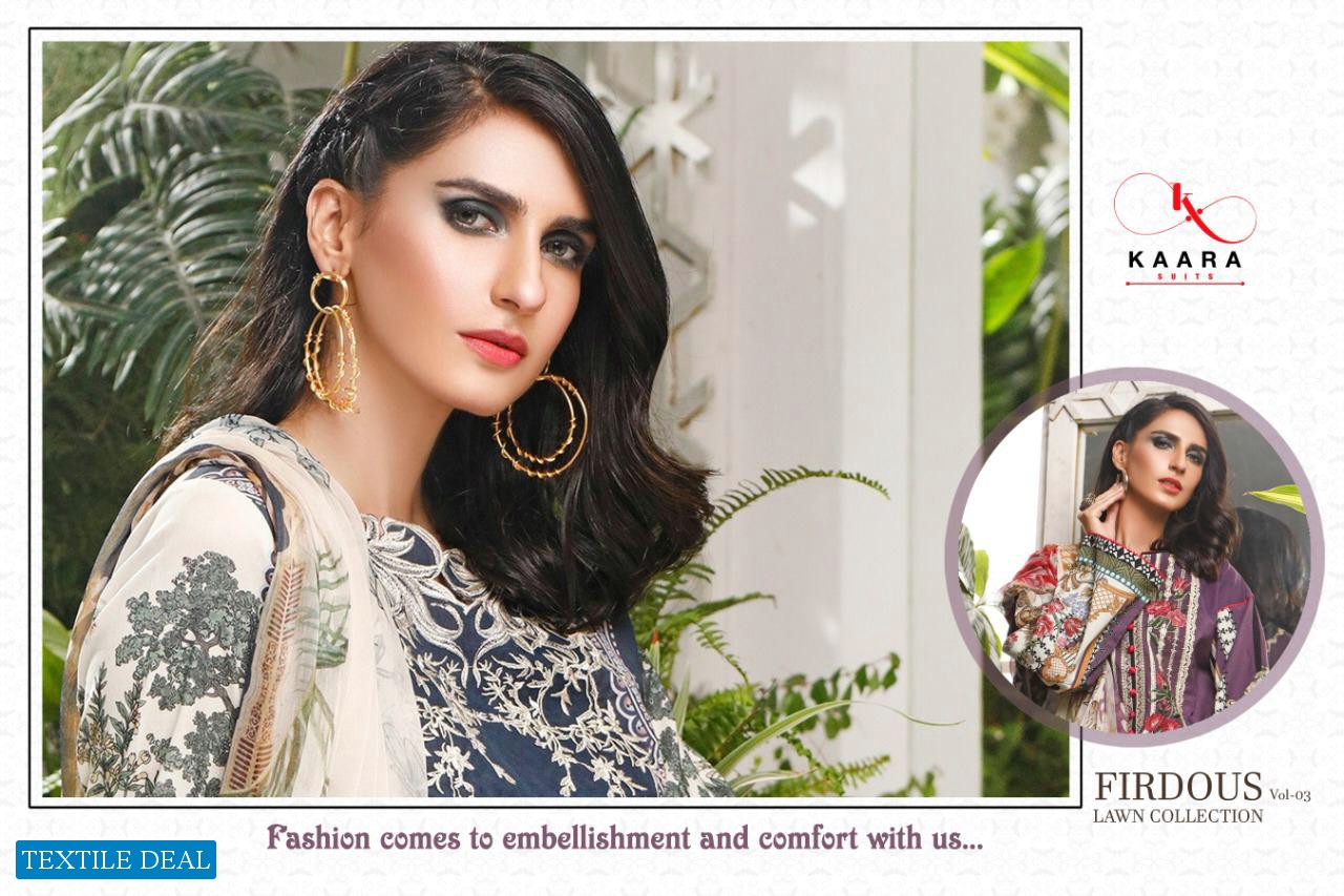 FIRDOUS LAWN COLLECTION VOL 3 BY KAARA COTTON DIGITAL PRINT PAKISTANI SUIT CONCEPT