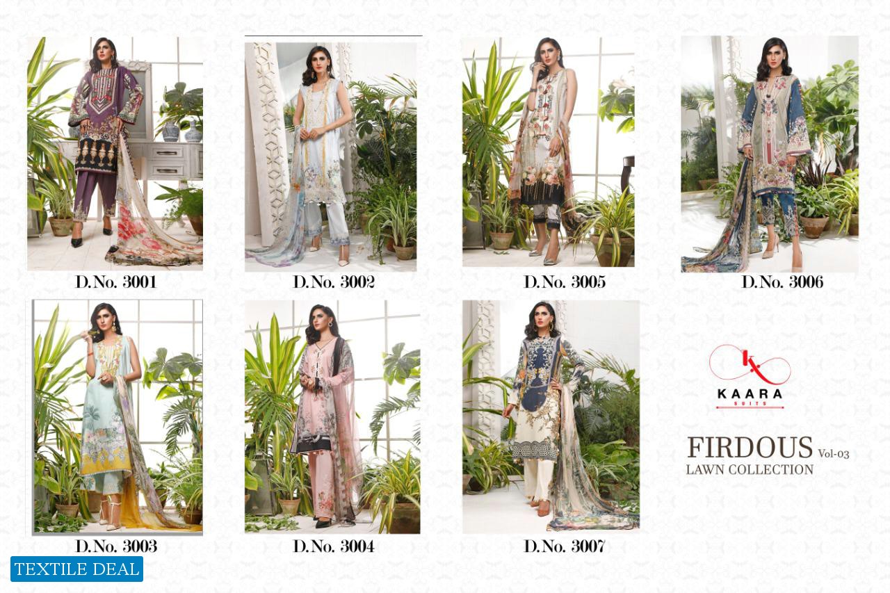 FIRDOUS LAWN COLLECTION VOL 3 BY KAARA COTTON DIGITAL PRINT PAKISTANI SUIT CONCEPT