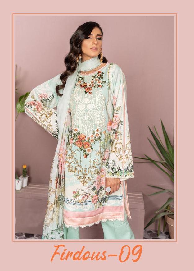FIRDOUS VOL 9 BY DEEPSY JAM COTTON PRINT PAKISTANI SUIT CONCEPT WHOLESALER
