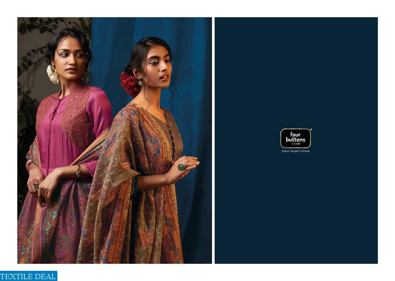 FOUR BUTTONS EARTH SILK LONG GOWN STYLE DESIGNER GOWNS WITH DUPATTA