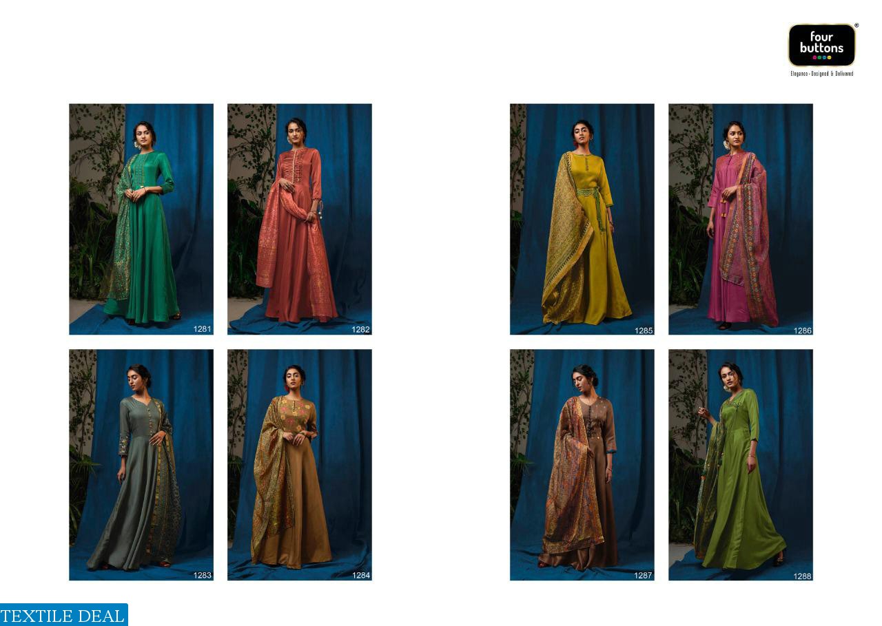 FOUR BUTTONS EARTH SILK LONG GOWN STYLE DESIGNER GOWNS WITH DUPATTA