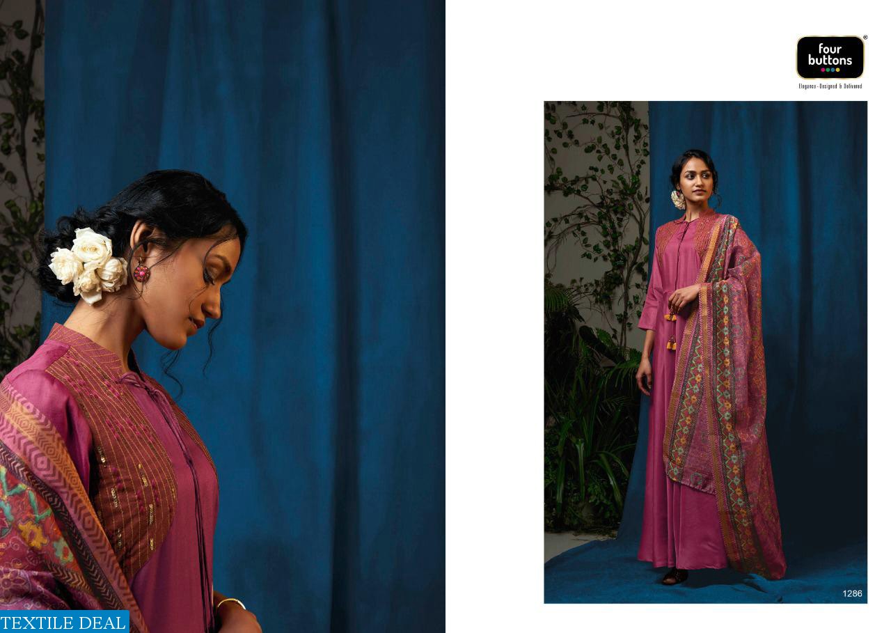 FOUR BUTTONS EARTH SILK LONG GOWN STYLE DESIGNER GOWNS WITH DUPATTA