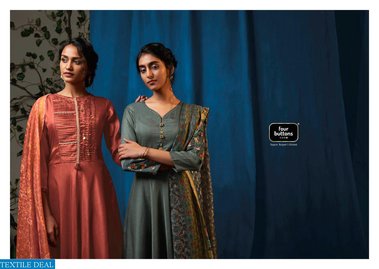 FOUR BUTTONS EARTH SILK LONG GOWN STYLE DESIGNER GOWNS WITH DUPATTA