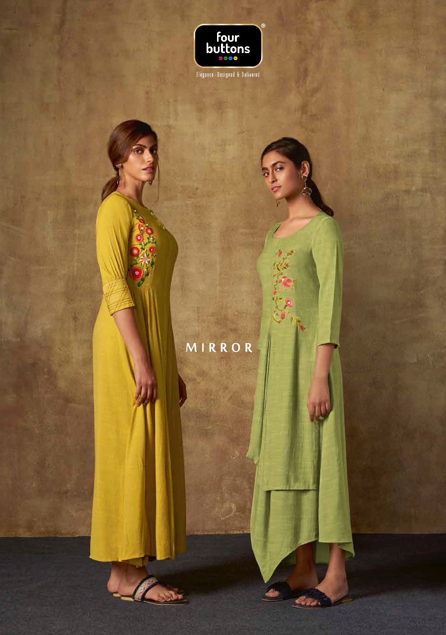 FOUR BUTTONS MIRROR VISCOSE CHIFFON EXCLUSIVE LONG GOWN WHOLESALER