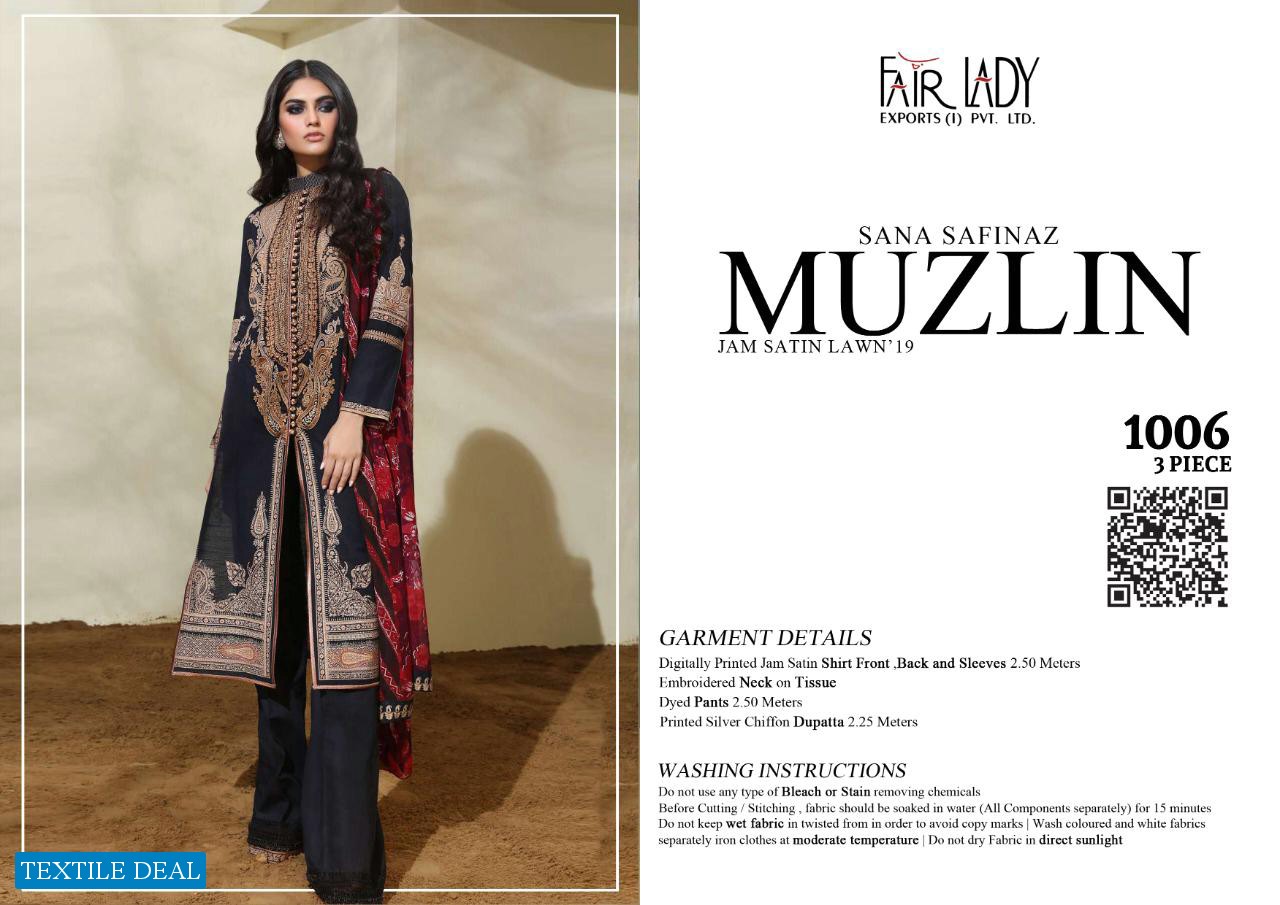Fair Lady Muzlin Wholesale Pakistani Concept Dress Material